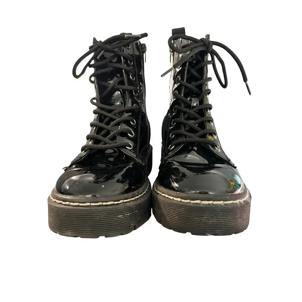 Sincerely Jules Harley Black Patent Platform Combat Boots Size 6.5 - Picture 4 of 11